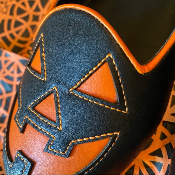 Strange Cvlt Shoes Jack o Lantern Pumpkin Women's Flats Black Orange Used w box - Picture 9 of 9